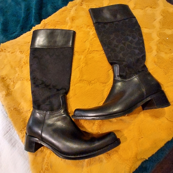 Coach Shoes - Coach Signature black boots Olivia